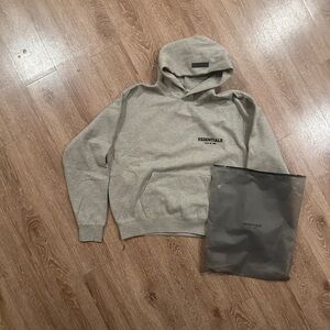 Essentials dark Gray Hoodie “dark oatmeal” small